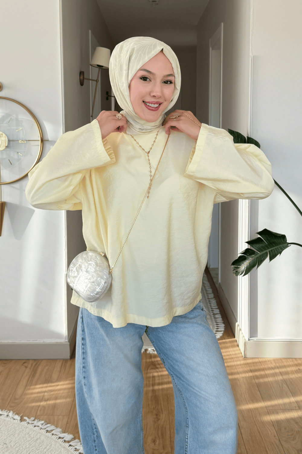Mestro Modal Kumaş Basic Tesettür Tunik- Sarı