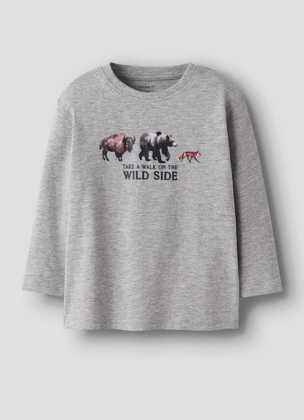 Name IT T-Shirt Uzun Kol Gri