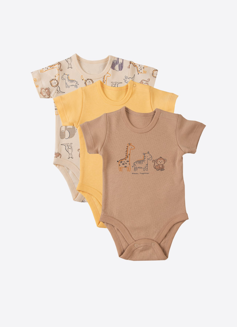 Organik Animal 3lü Kısakol Body Sarı