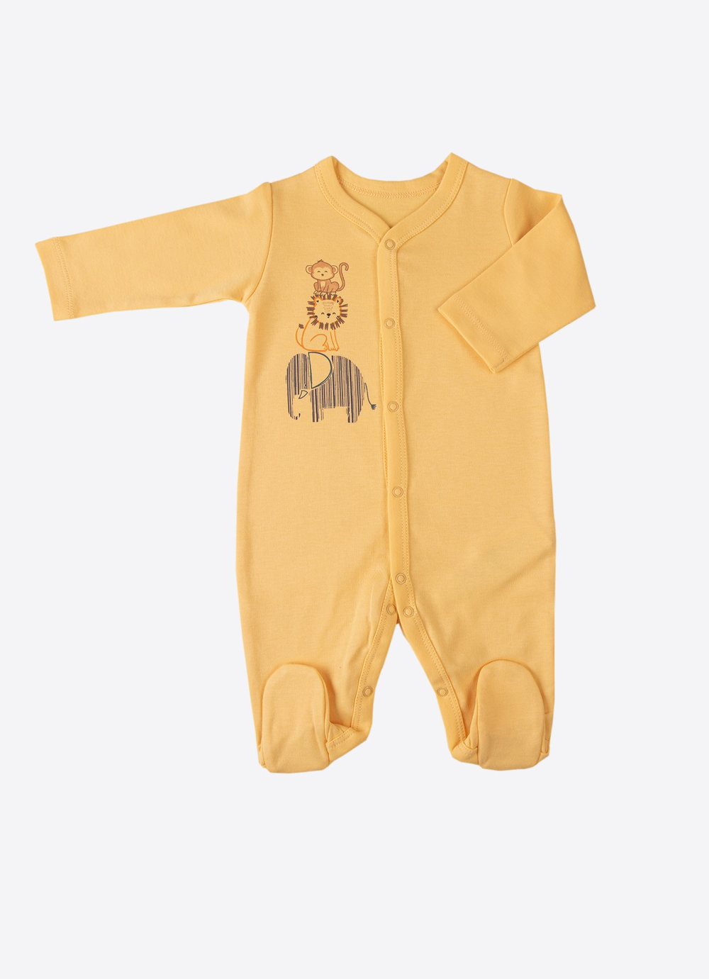 Organik Animal 3lü Patikli Tulum Sarı