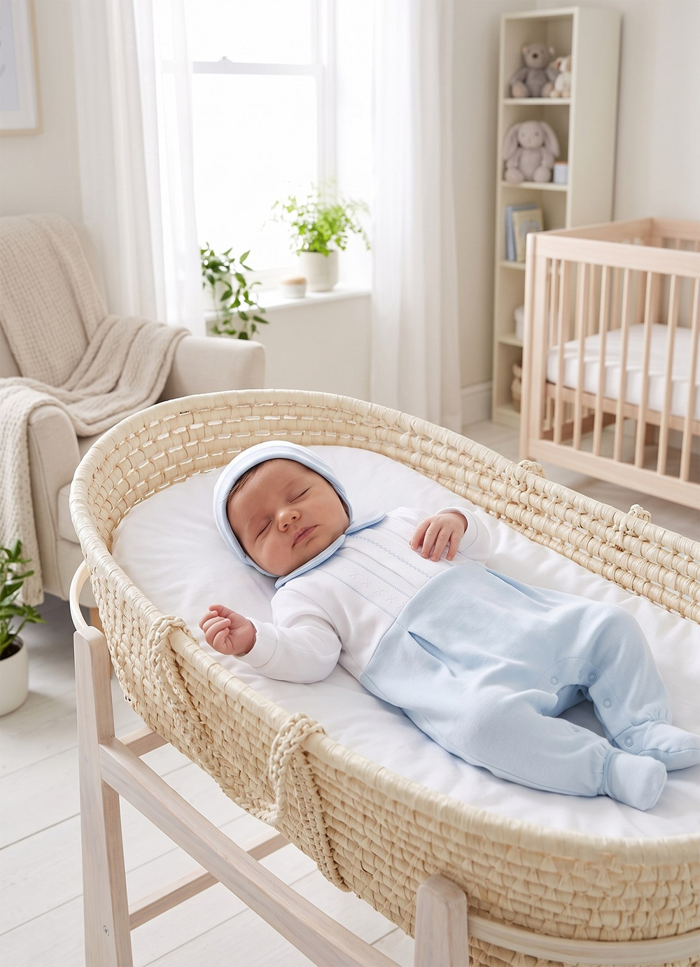 Organik Baby Classic Şapkalı Tulum Mavi