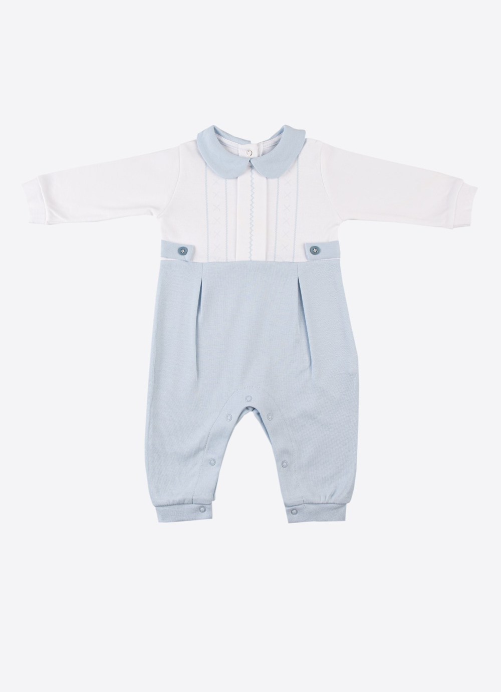 Organik Baby Classic Şapkalı Tulum Mavi