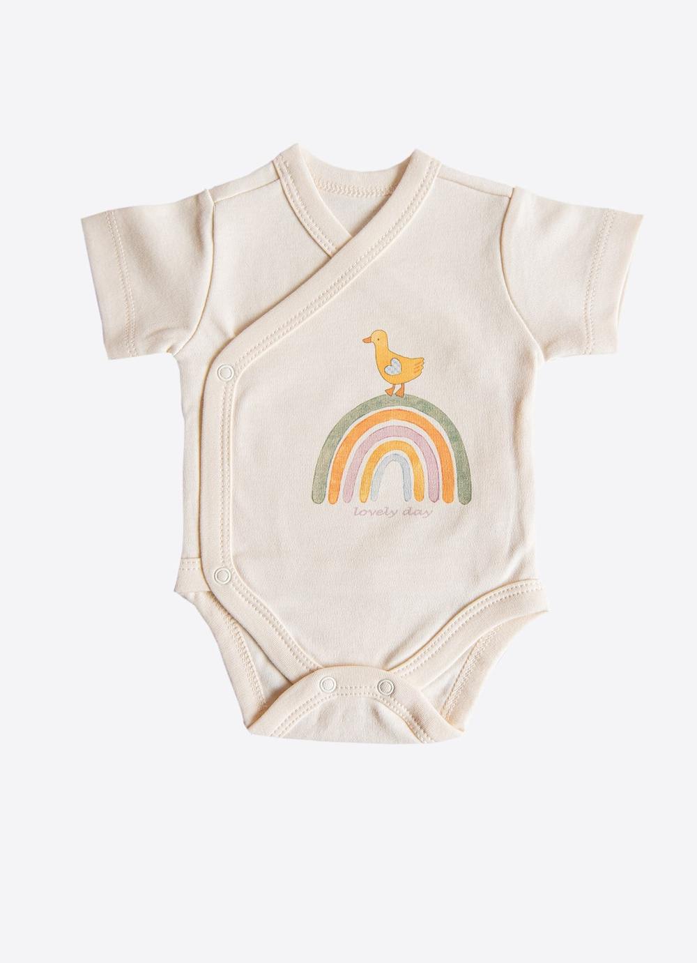 Organik Cute Bunny 3lü Kruvaze Kısa Kol Body Pembe
