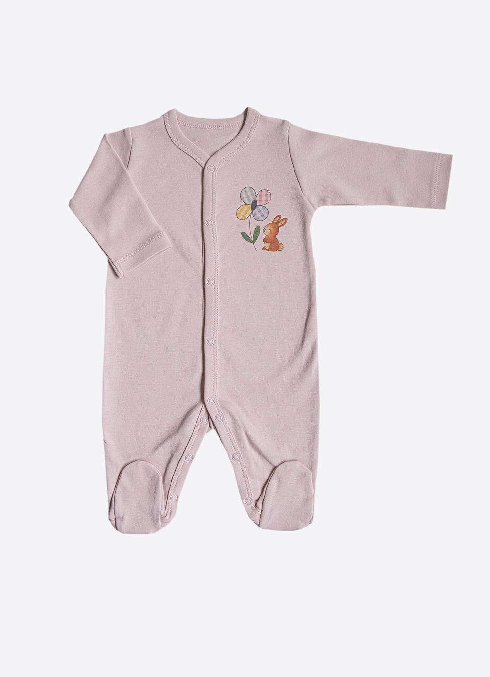 Organik Cute Bunny 3lü Patikli Tulum Pembe