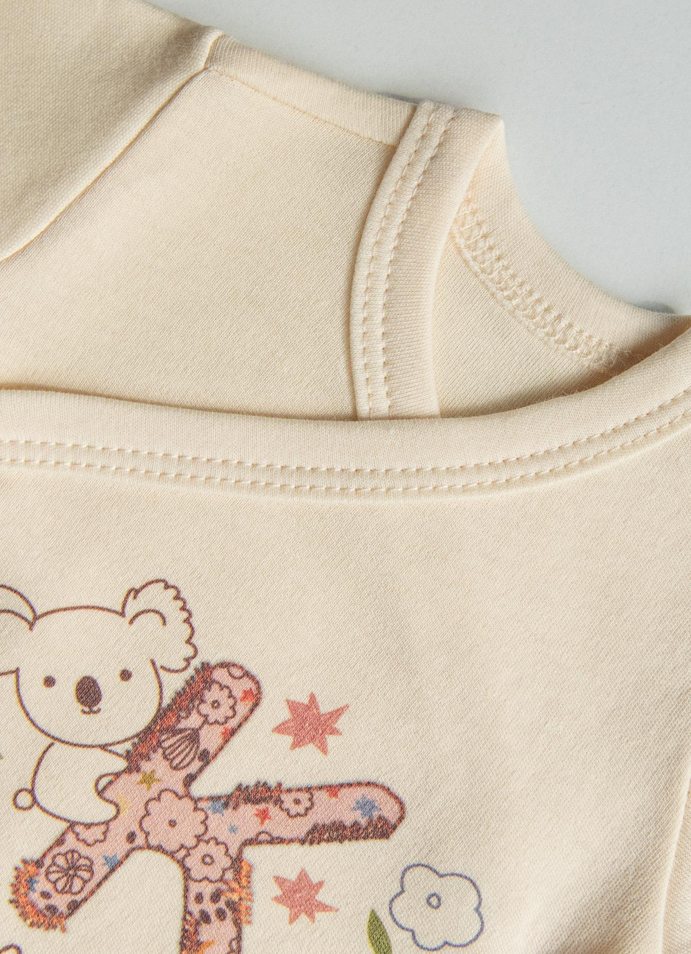 Organik Happy Koala 3lü Kısa Kol Kruvaze Body Pembe