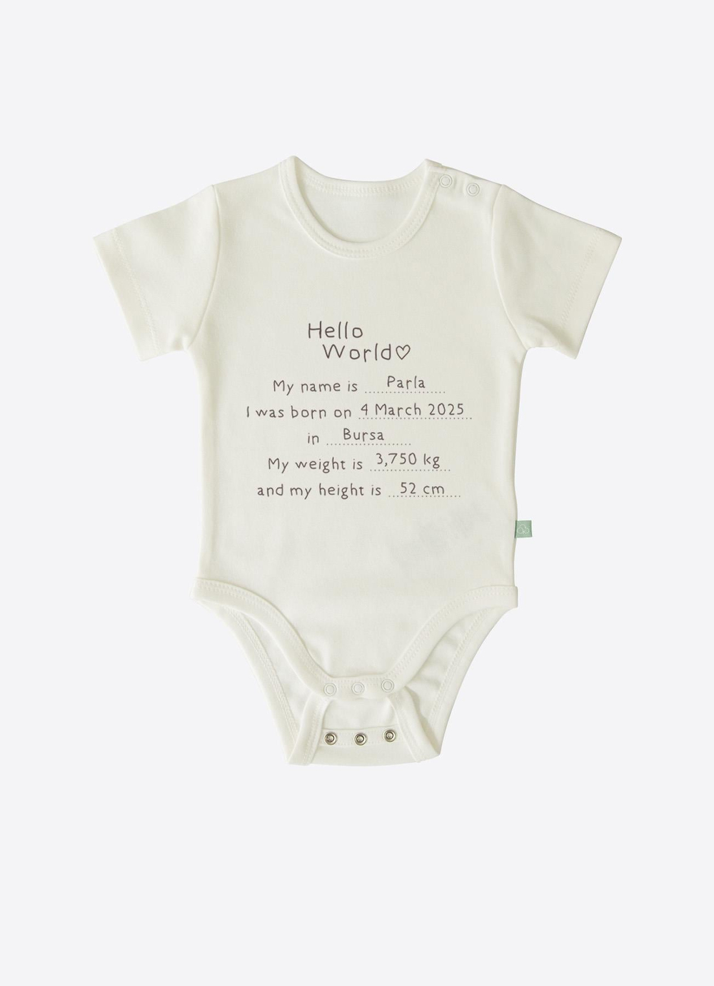 ORGANİK HELLO WORLD KISA KOL  UZAYAN BODY EKRU