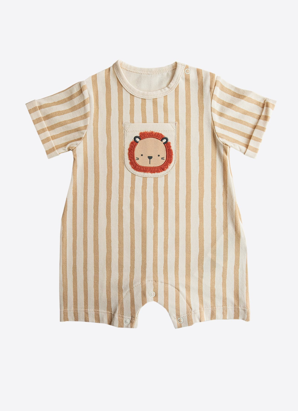Organik Little Lion Şort Tulum Bej