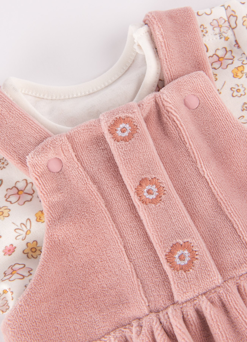 Organik Mossy Salopet 2li Takım Pembe