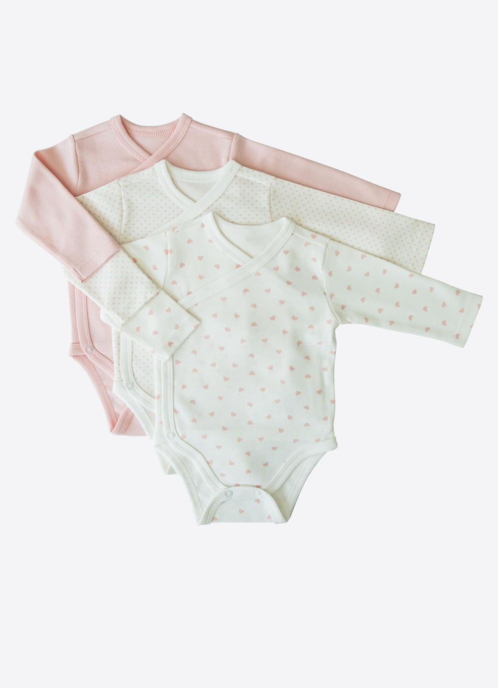 Organik New Dreams 3lü Uzun Kol Kruvaze Body Pembe