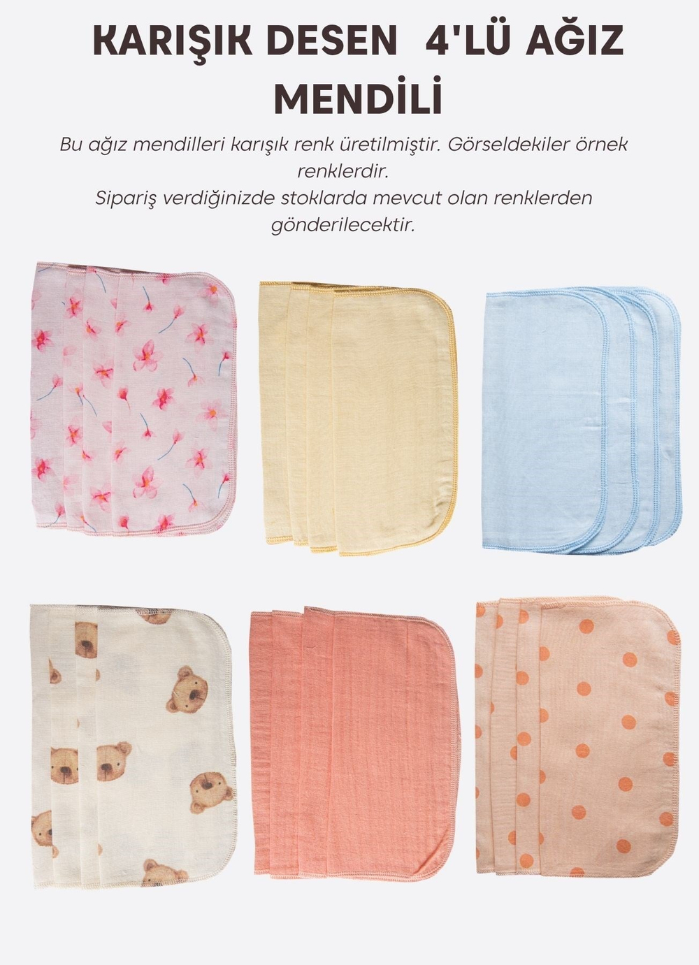Organik Puka 4lü Ağız Mendili Karışık
