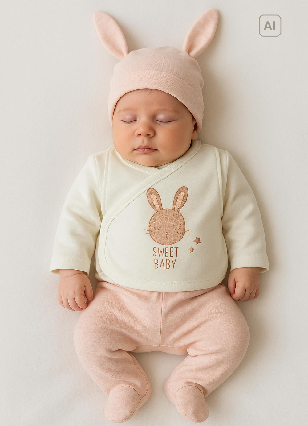 Organik Sweet Rabbit 12li Zıbın Set Ekru