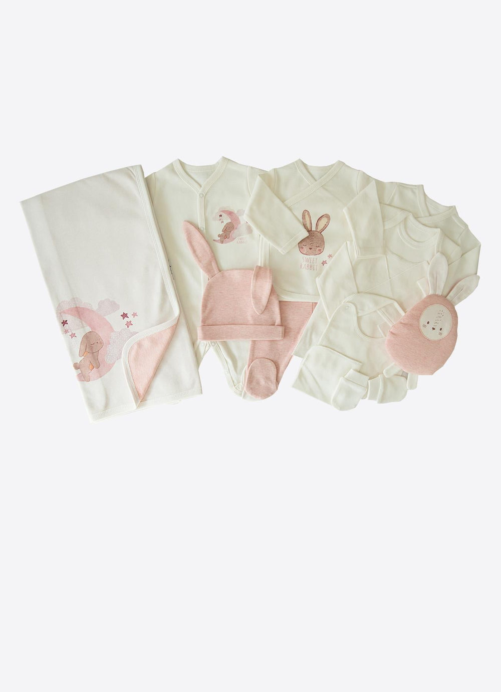 Organik Sweet Rabbit 12li Zıbın Set Ekru