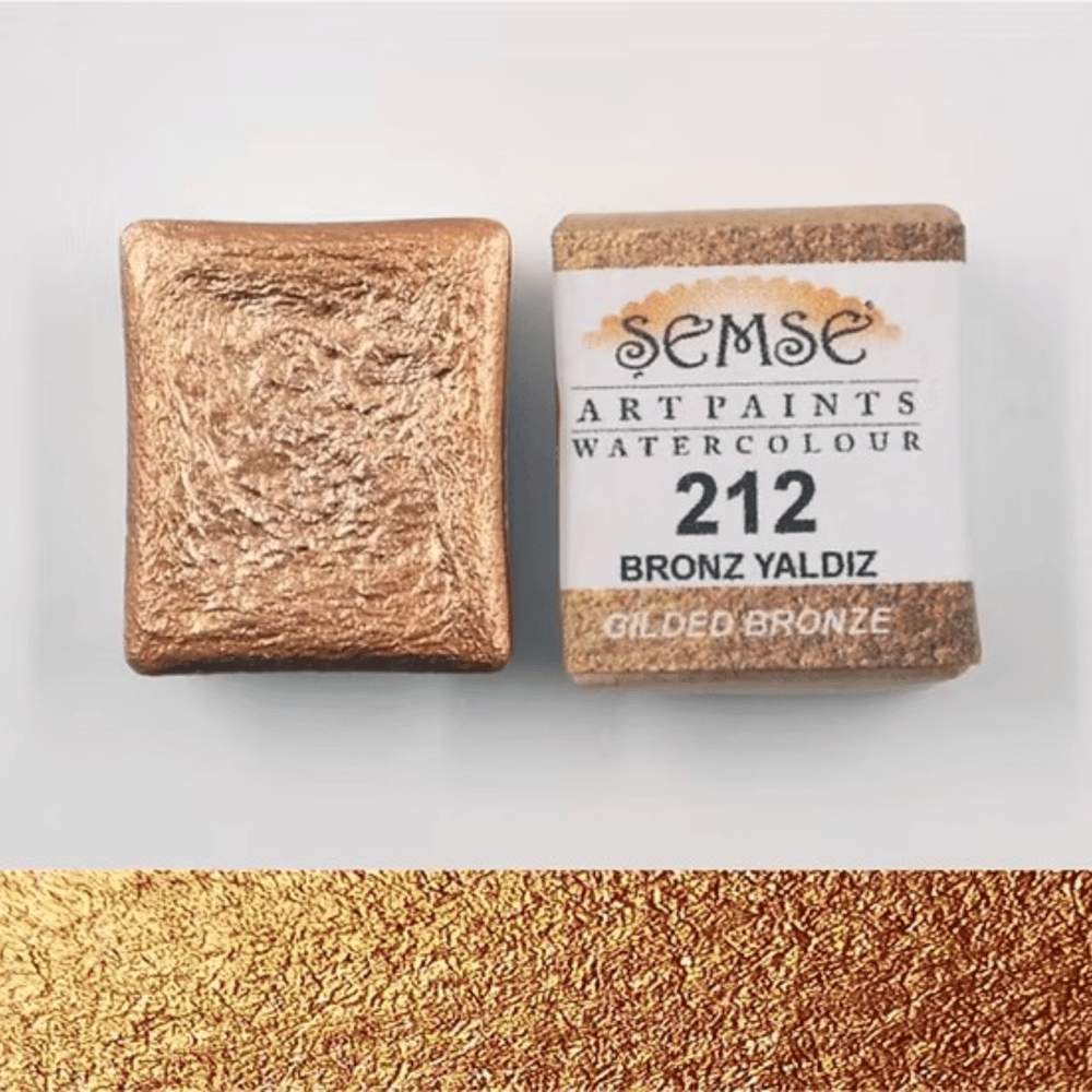 212 Bronz Yaldız El Yapımı Sulu Boya