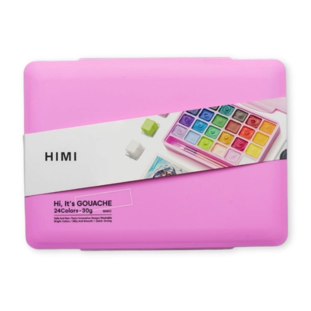 Himi Guaj Boya Seti Jelly Cup 24 Renk x 30 gr Pink Case + 3 Fırça
