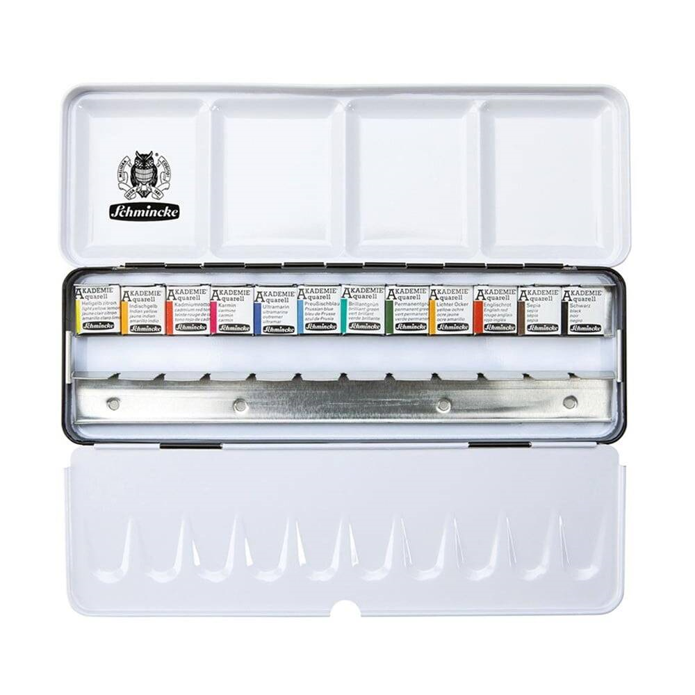 Schmincke Akademie Aquarell Metal Kutu Sulu Boya Seti 12 X Yarım Tablet