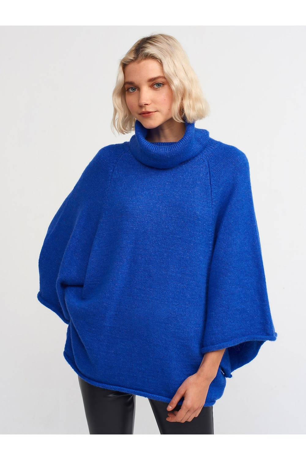 10313 Balıkçı Yaka Kimono Kazak-saks
