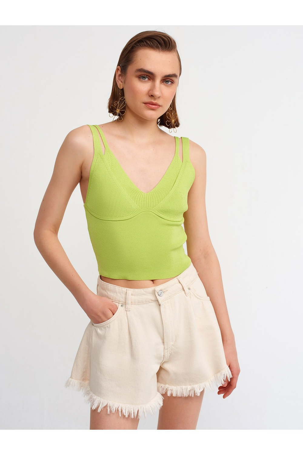 10335 Çift Askılı Triko Atlet-lime