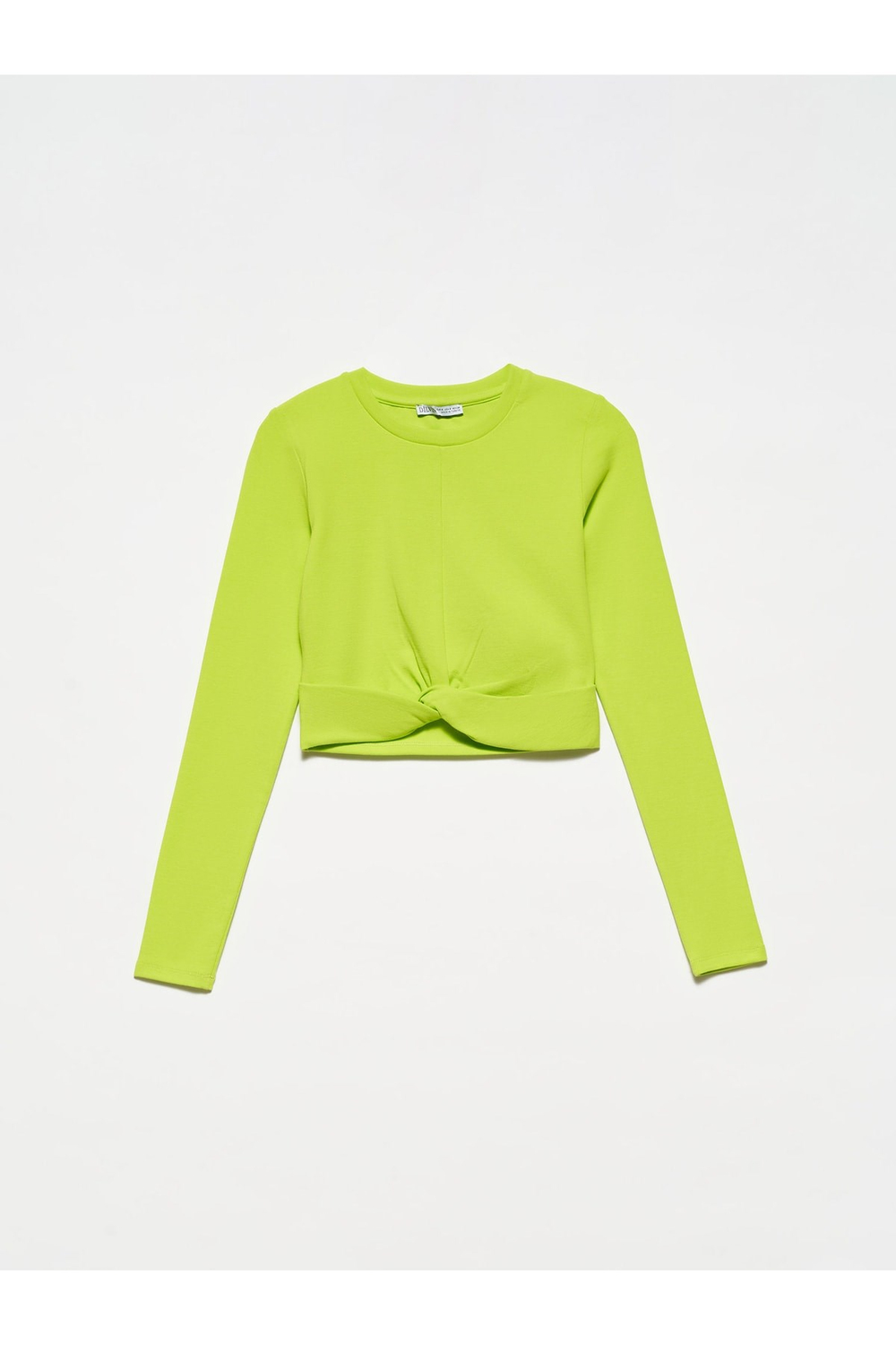 30113 Düğümlü Crop Top-lime