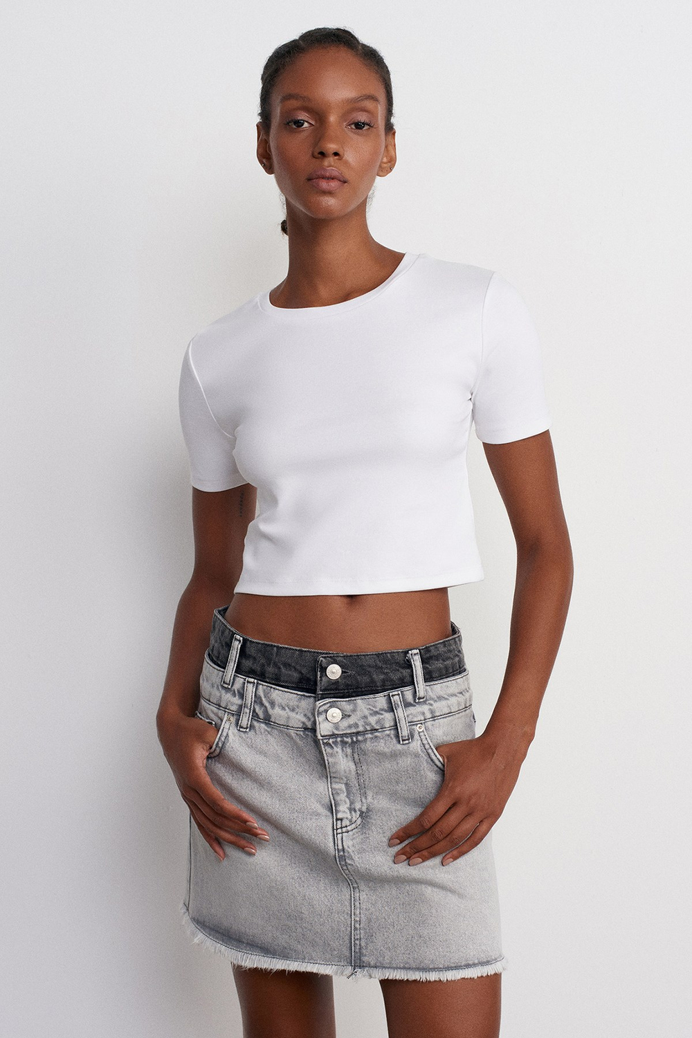 30124 Crop Tshırt-beyaz