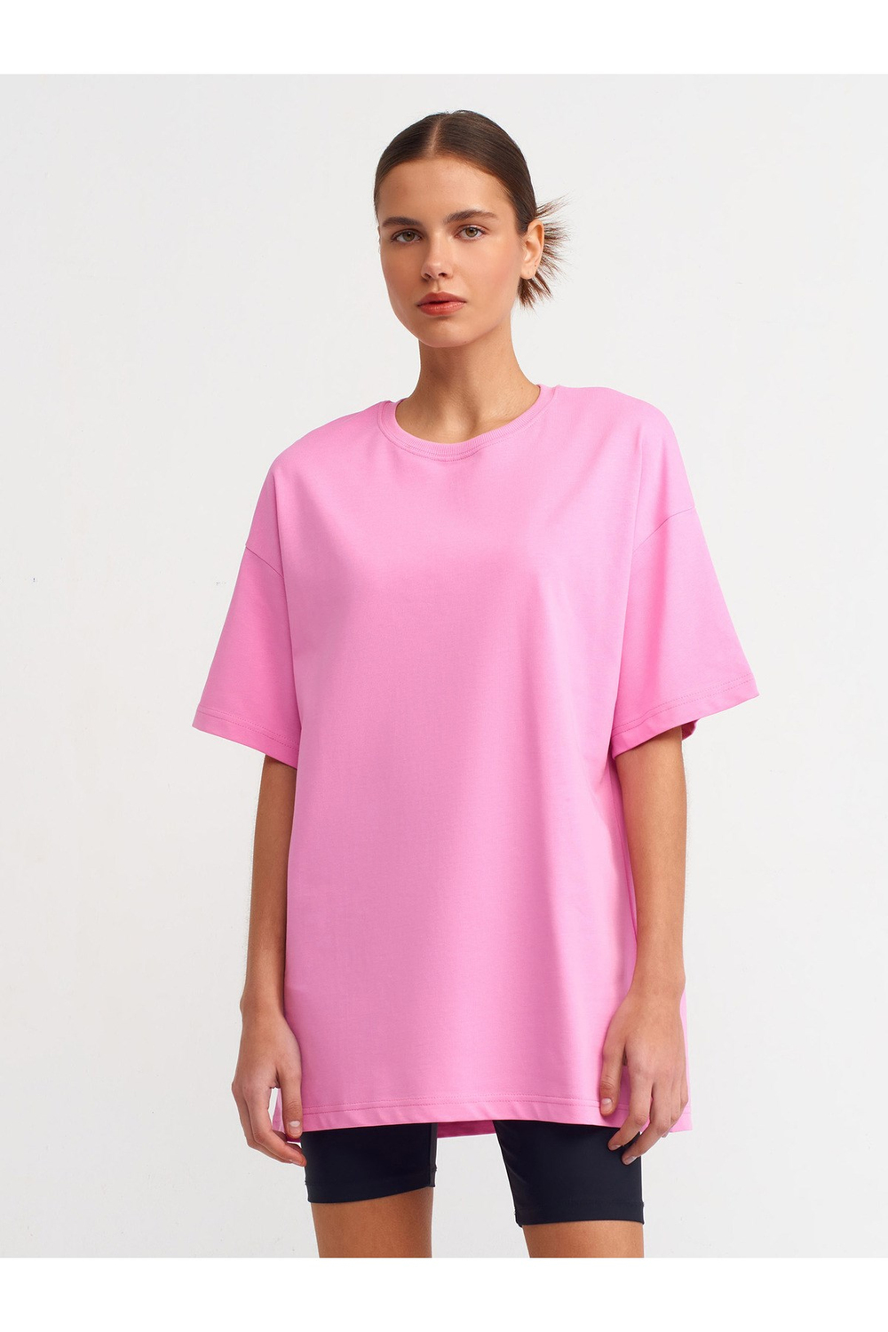 30310 Pamuklu Oversize T-Shirt-Pembe