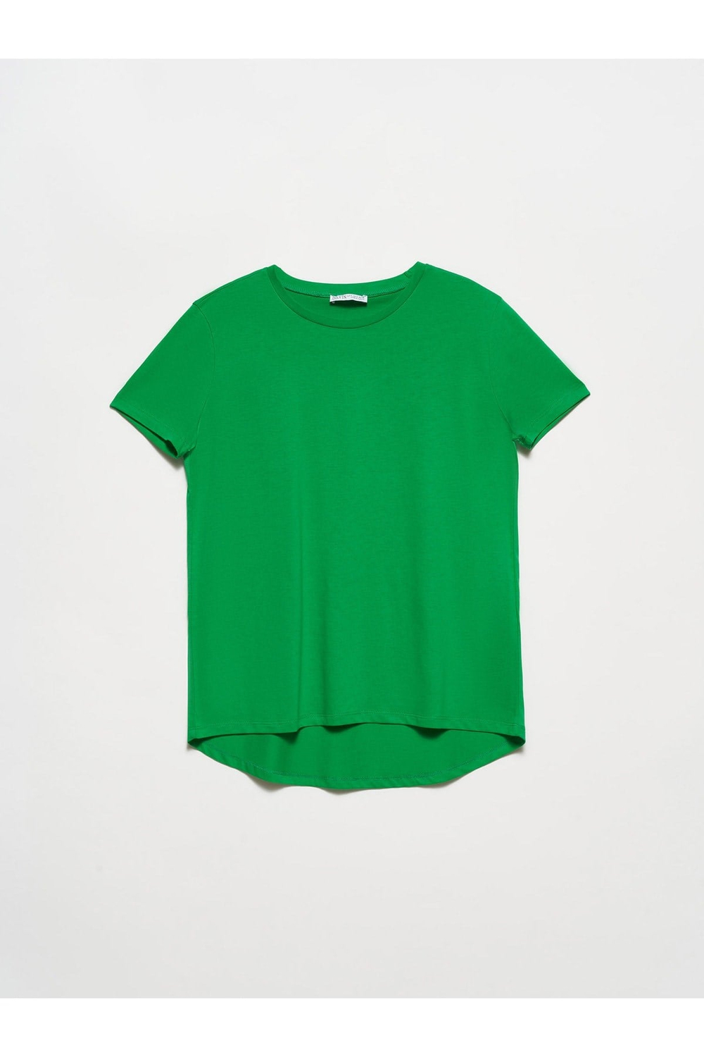 3471 Bisiklet Yaka Basic T-shirt Yeşil
