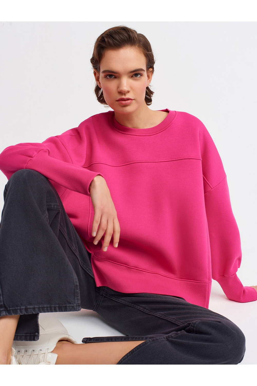 40111 Oversize Sweatshırt-fuşya