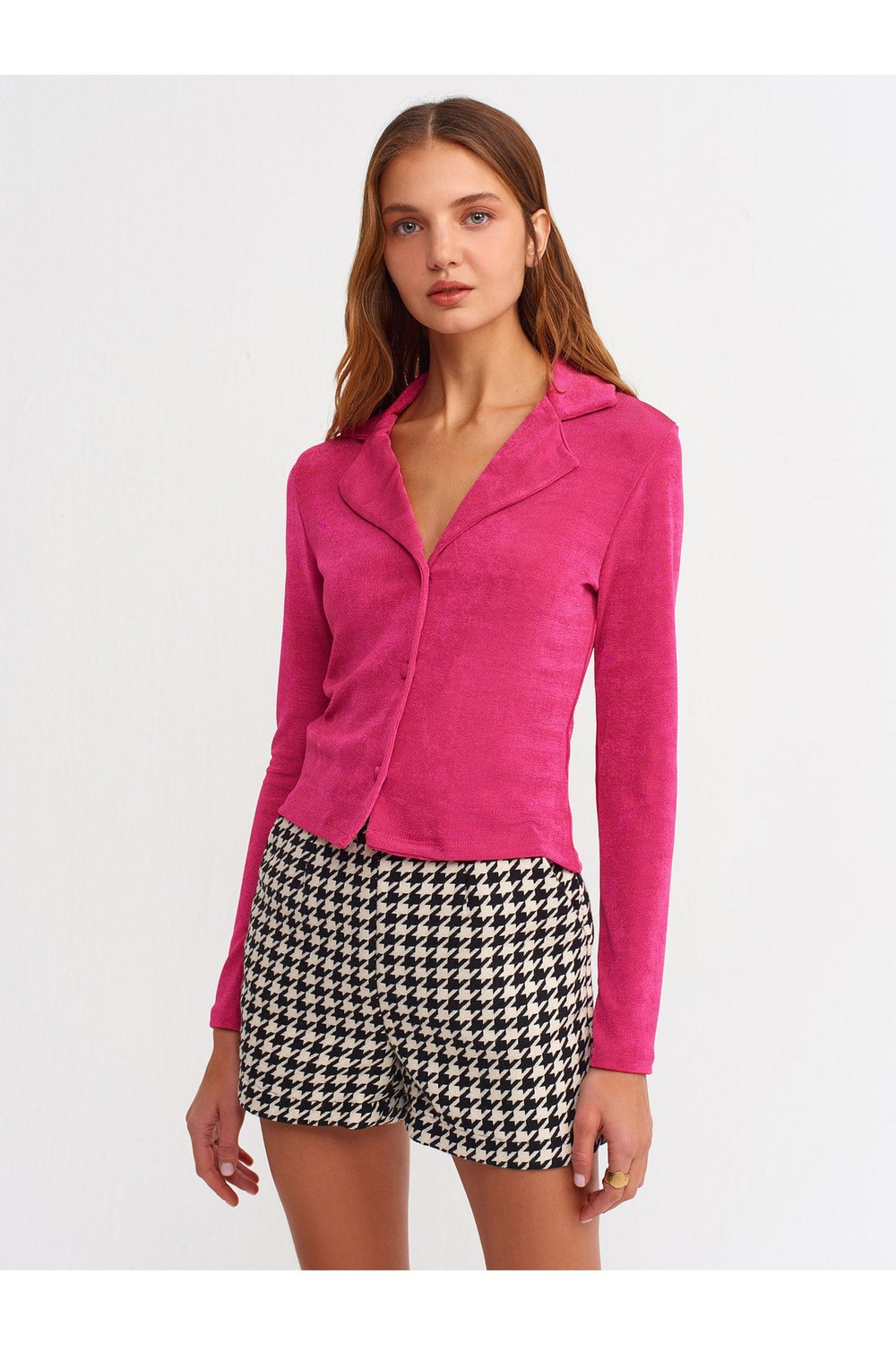 50110 Gömlek Yaka Top-fuşya