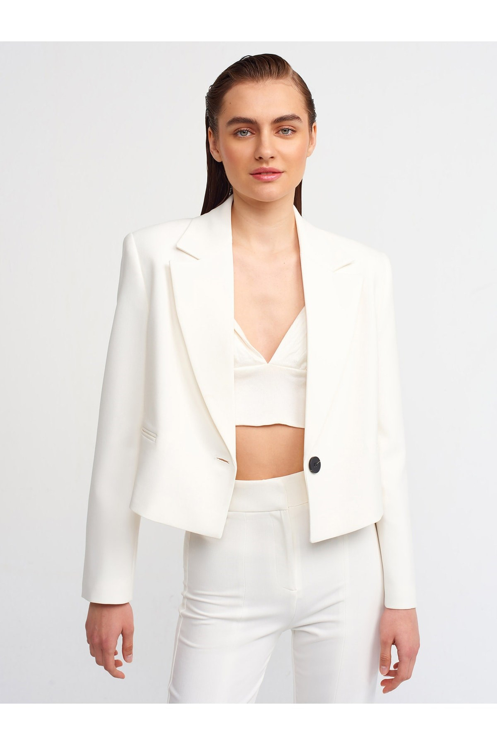 60309 Kısa Blazer Ceket-beyaz