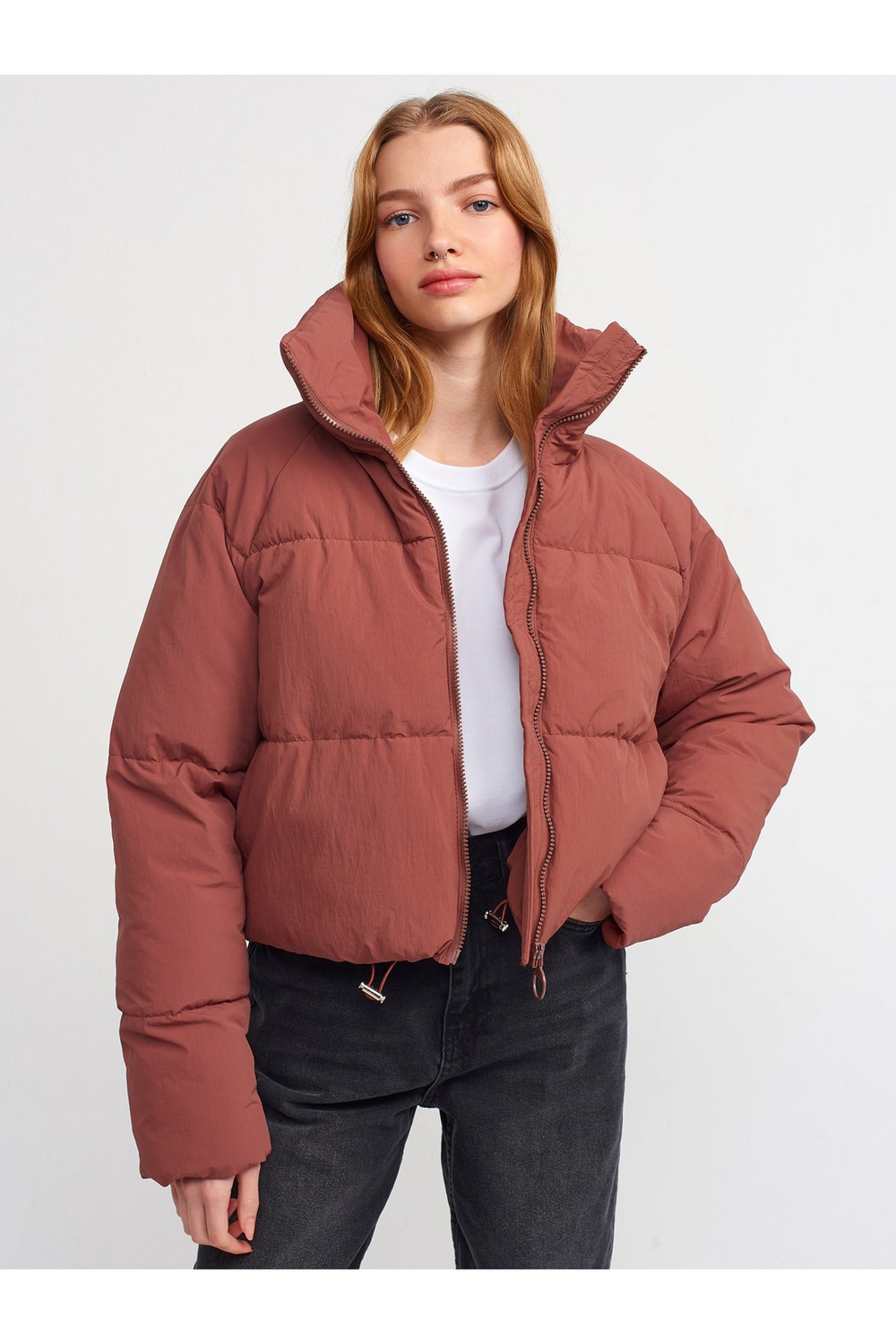 60322 Reglan Kollu Şişme Mont-kahve