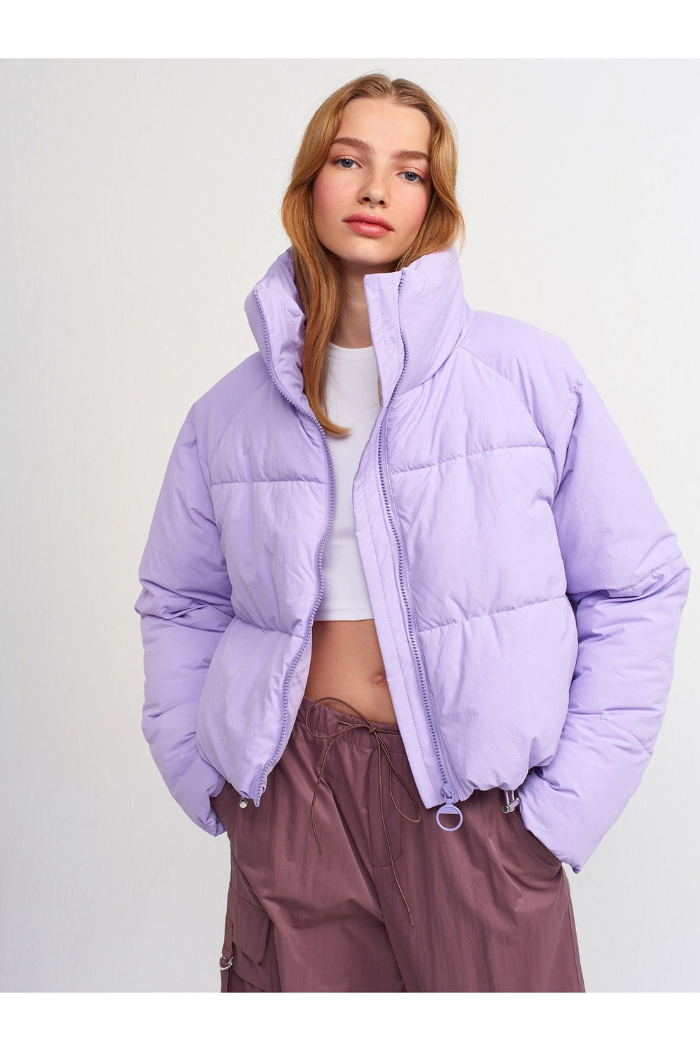 60322 Reglan Kollu Şişme Mont-lila