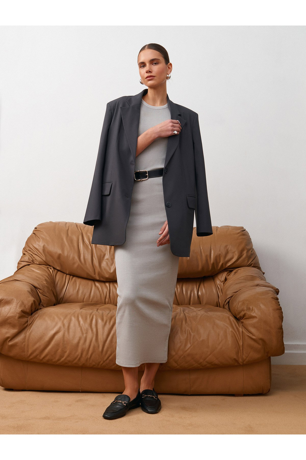 60729 Oversize Blazer Ceket-Gri