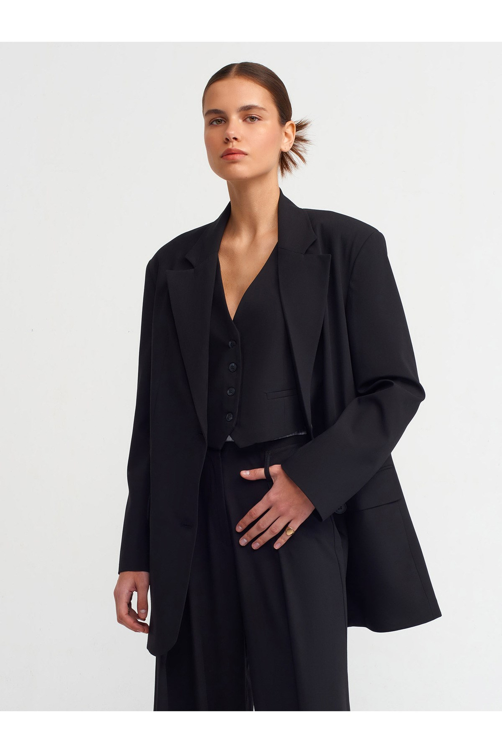60729 Oversize Blazer Ceket-Siyah