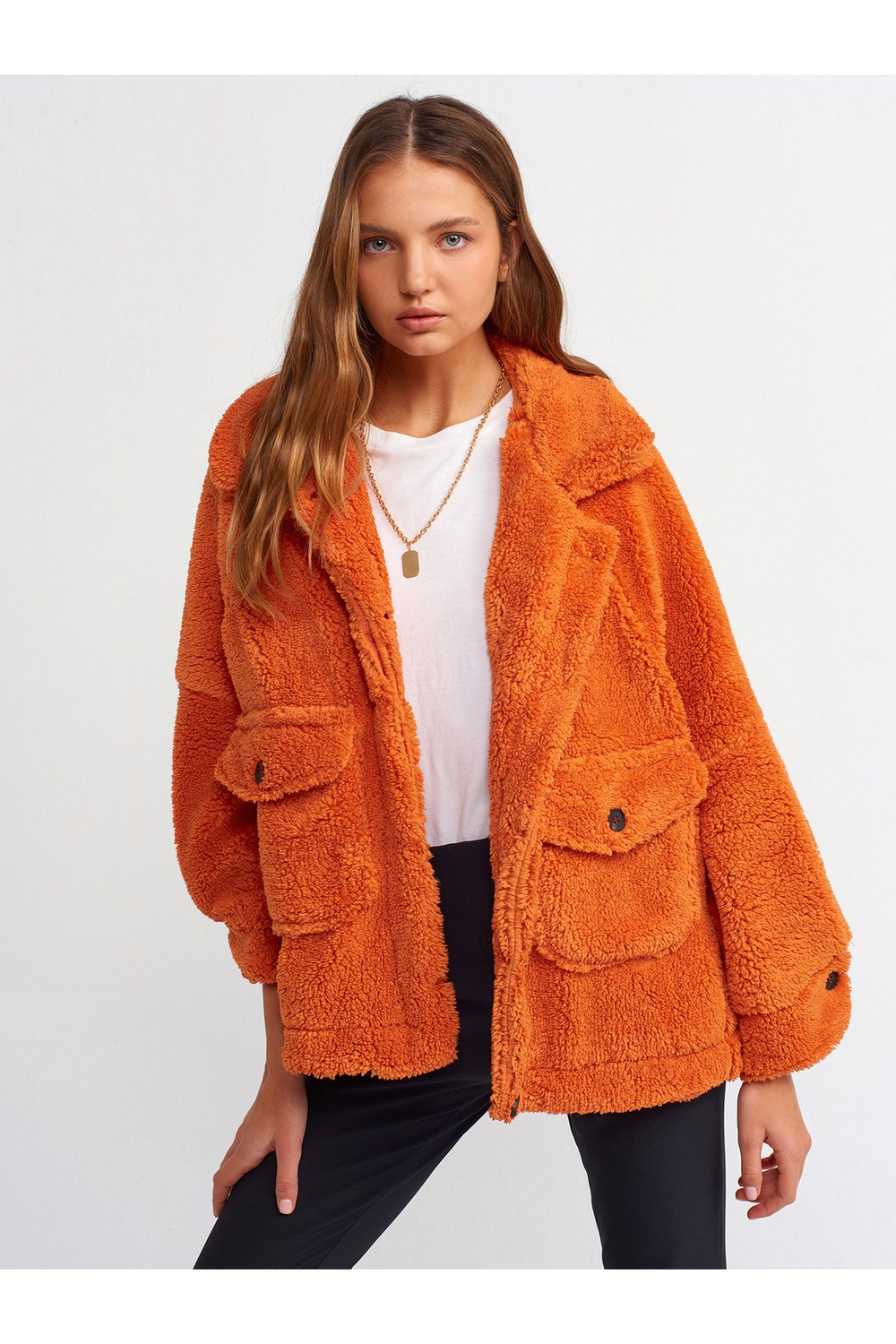6821 Peluş Mont-oranj