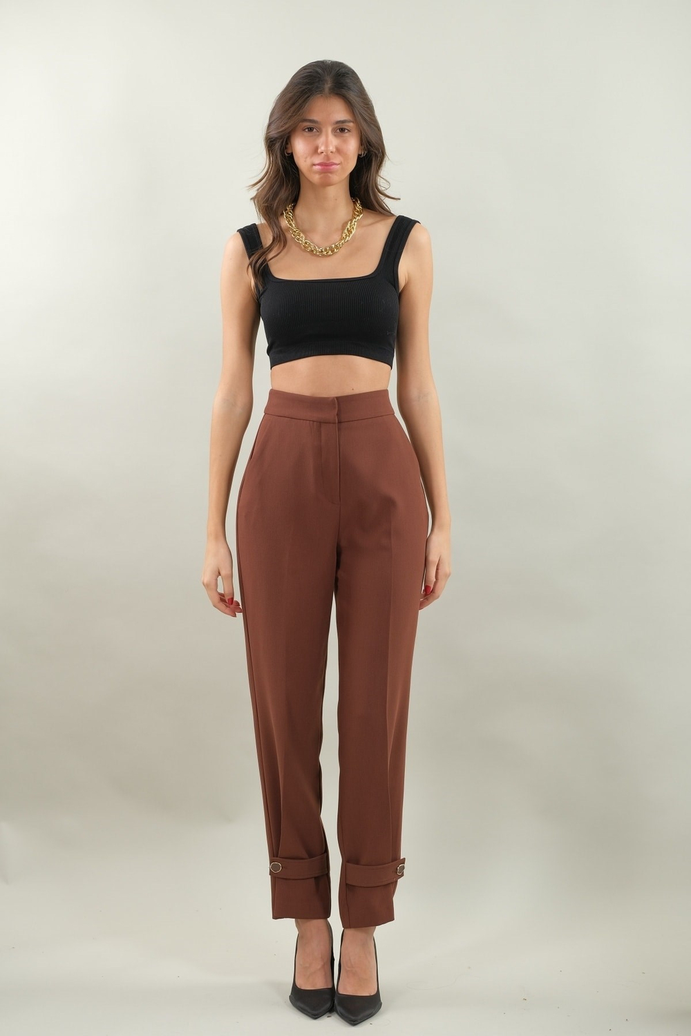 70309 Yüksek Bel Pantolon - Kahve