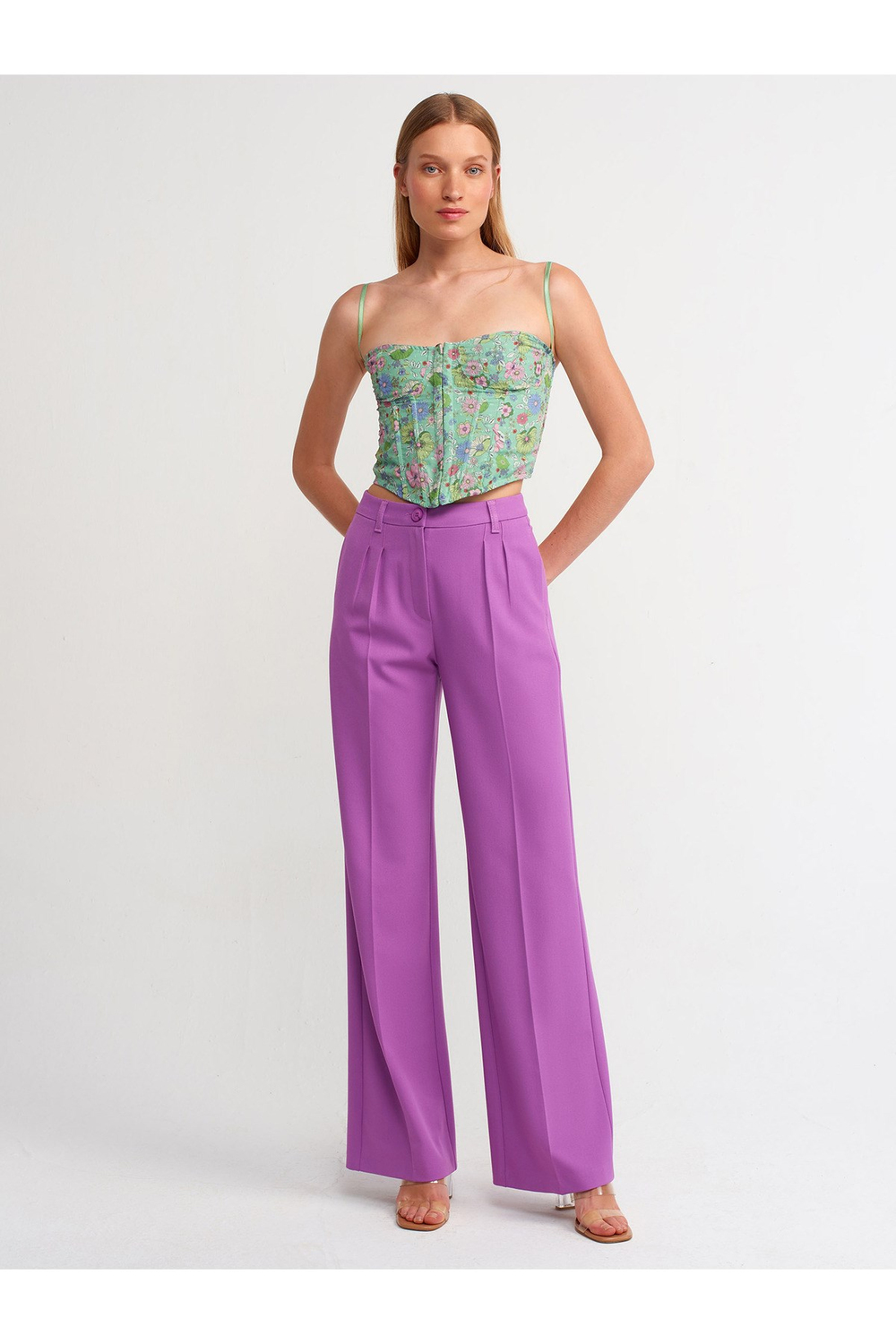 70520 Geniş Paça Pantolon-lila