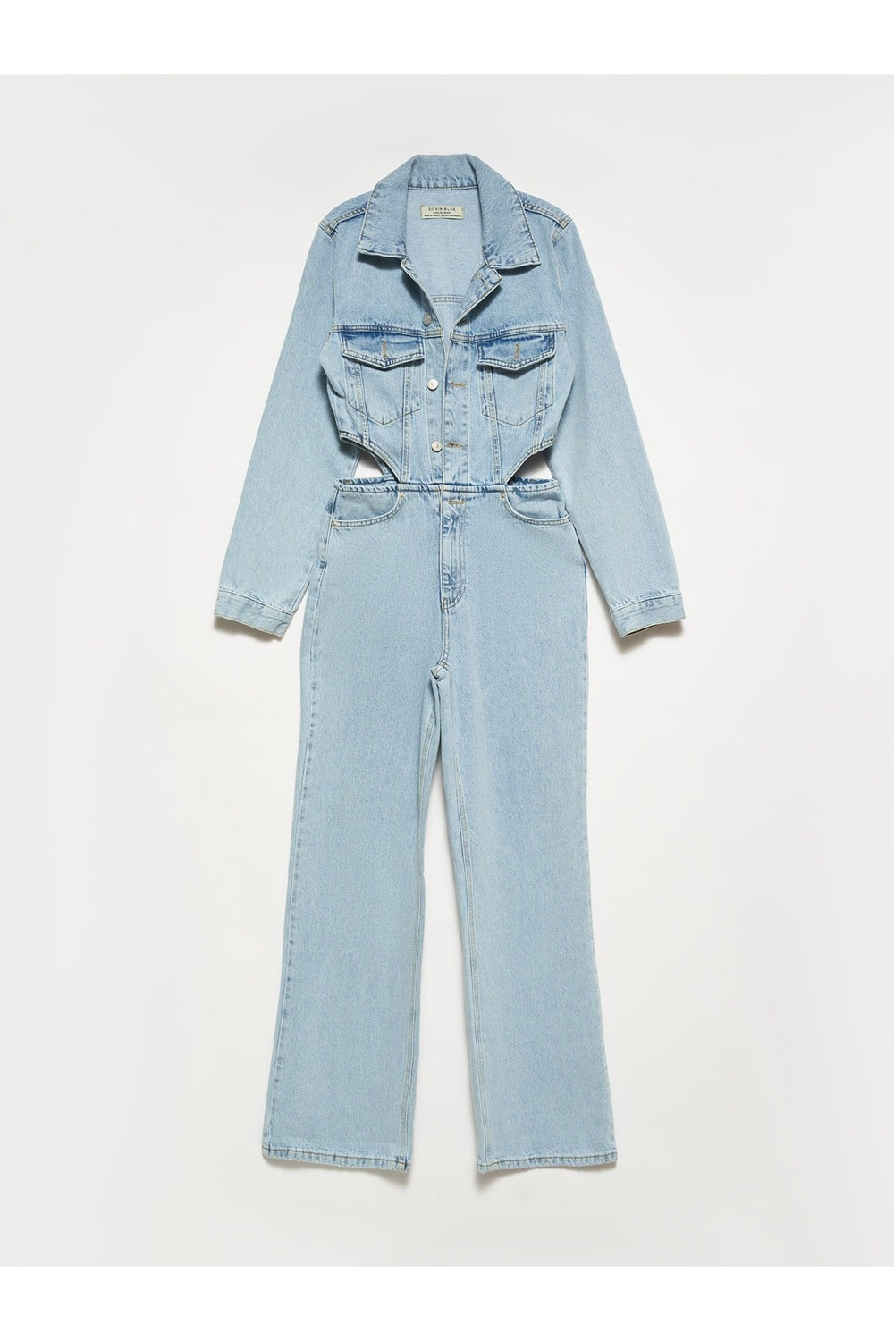 70759 Yan Bölümü Açık Denim Tulum-mavi