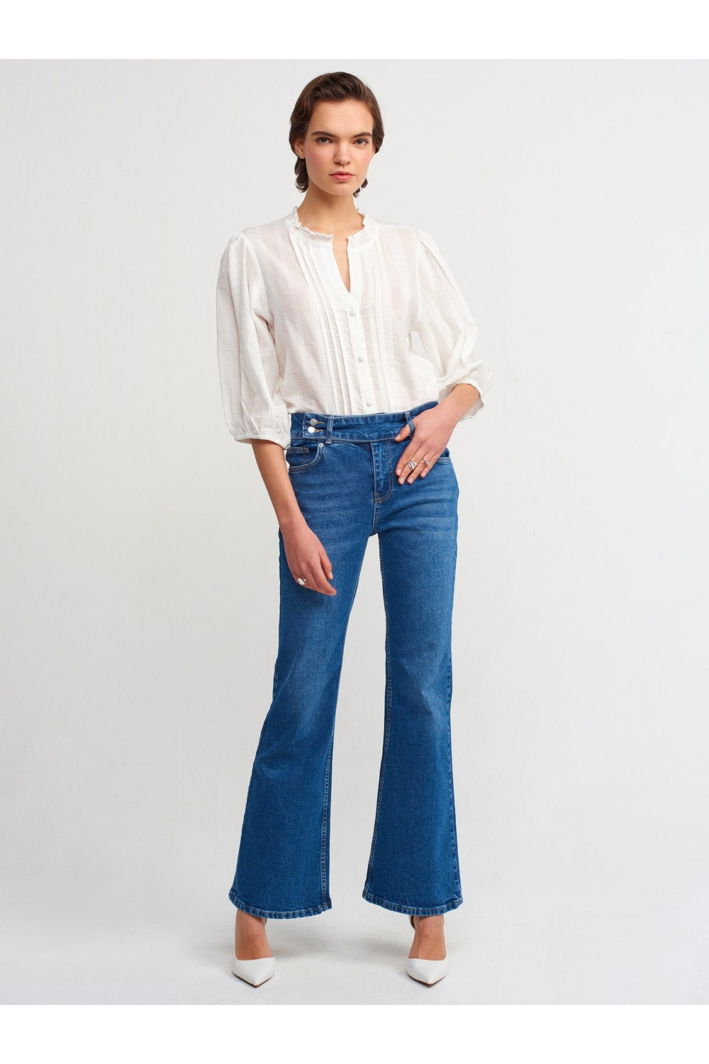 70821 Kemeri Dilli Flare Pantolon Mavi