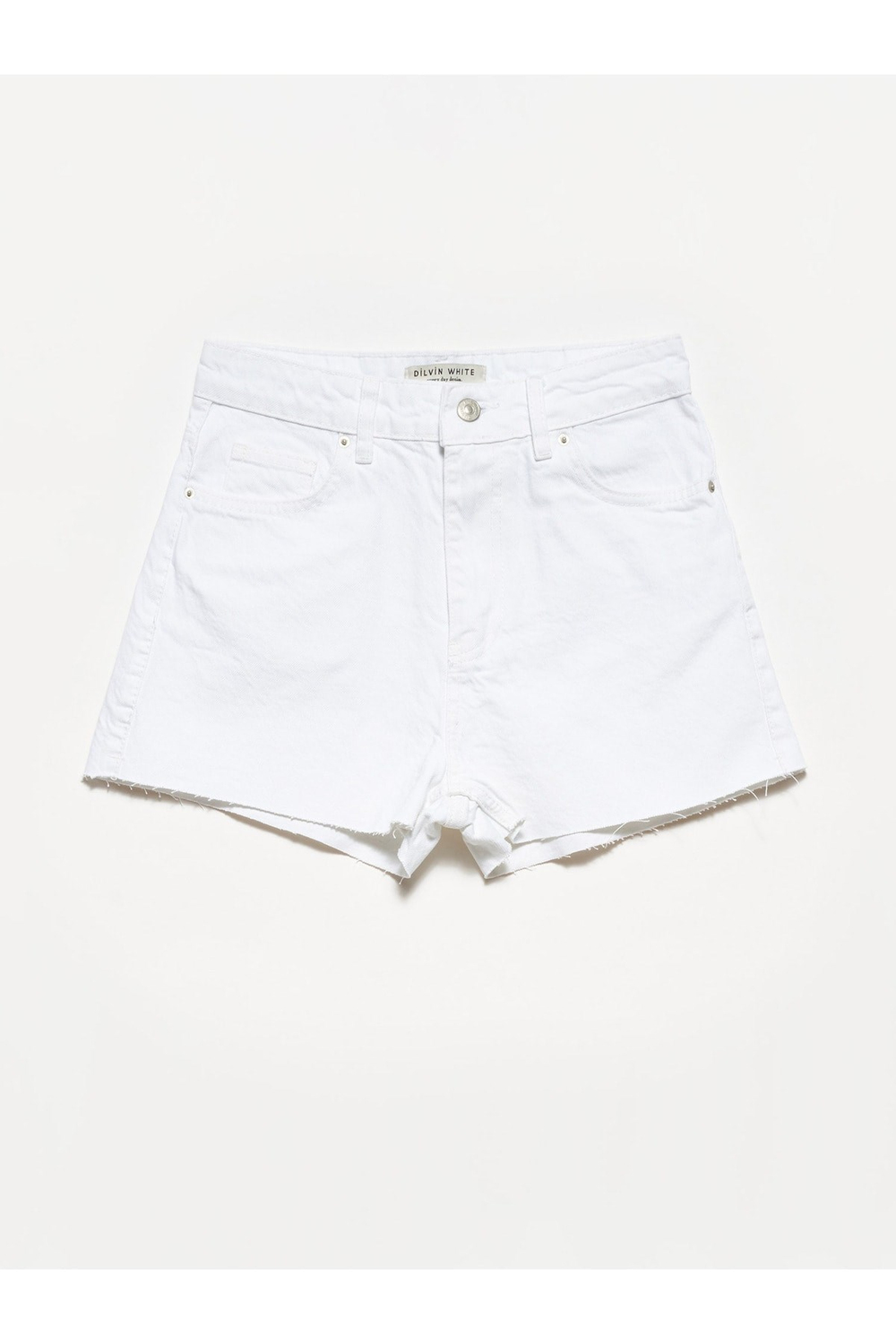 70900 Paçası Dikişsiz Denim Mom Şort-Beyaz