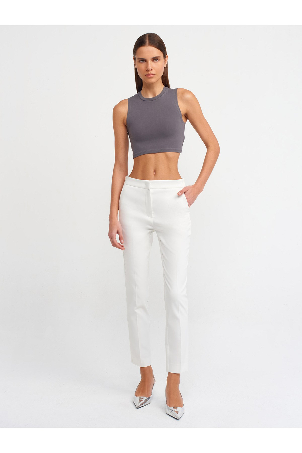 71263 Skinny Kesim Normal Bel Pantolon-Beyaz