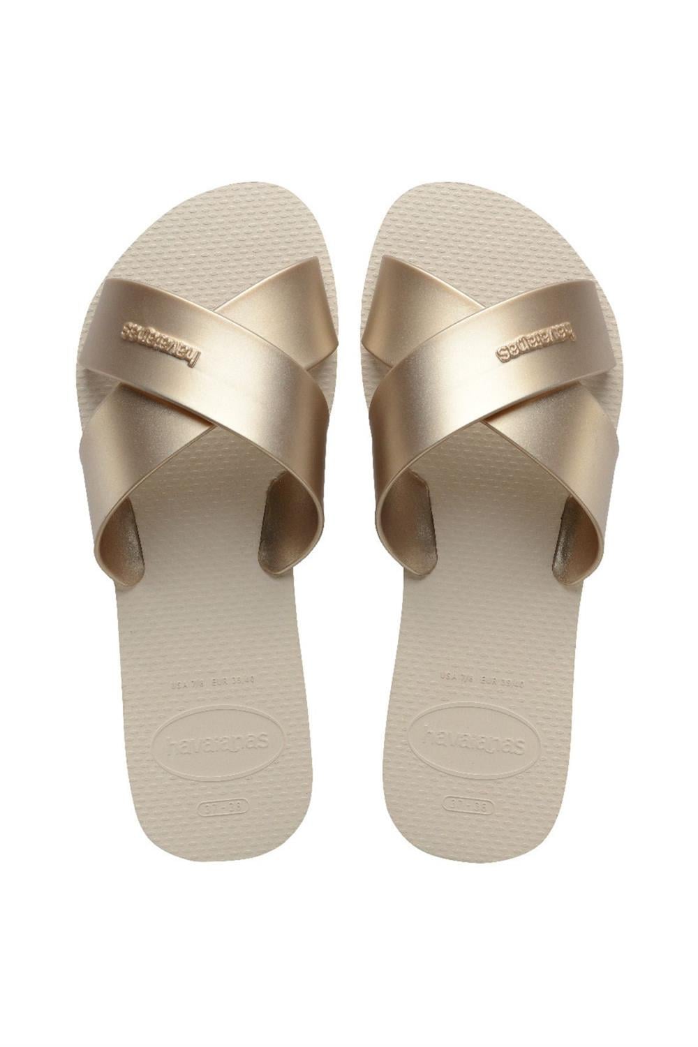 Aqua Metallic Bej Kadın Terlik