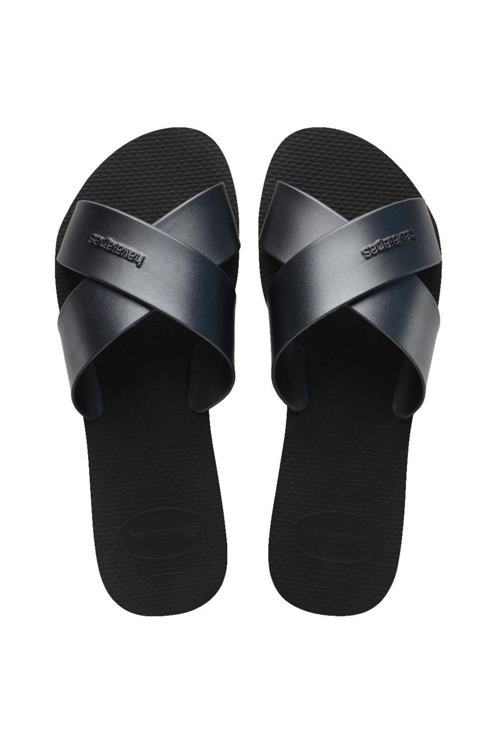 Aqua Metallic Siyah Kadın Terlik