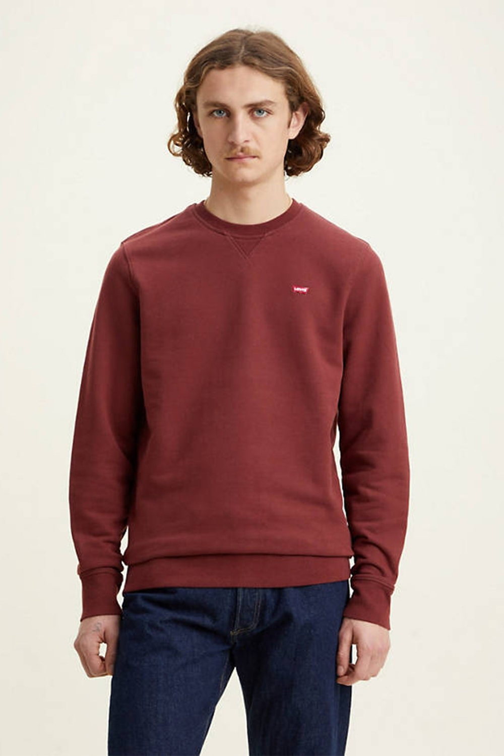 Bisiklet Yaka Bordo Erkek Sweatshırt