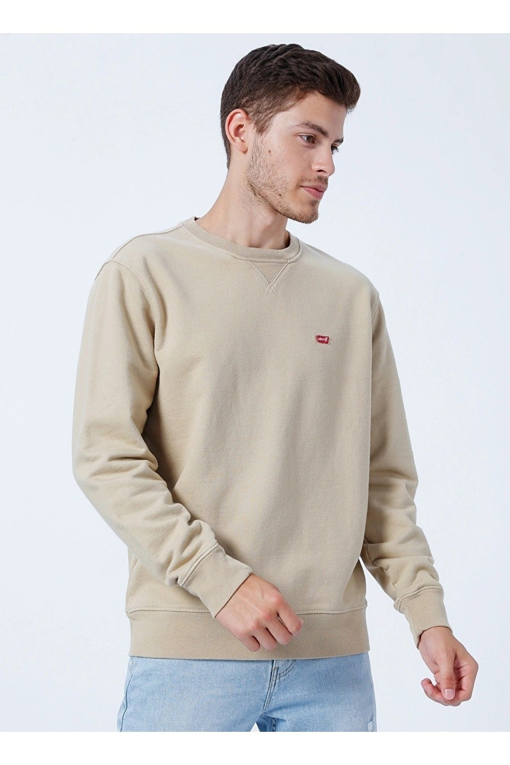 Bisiklet Yaka Krem Erkek Sweatshirt A4907-0000