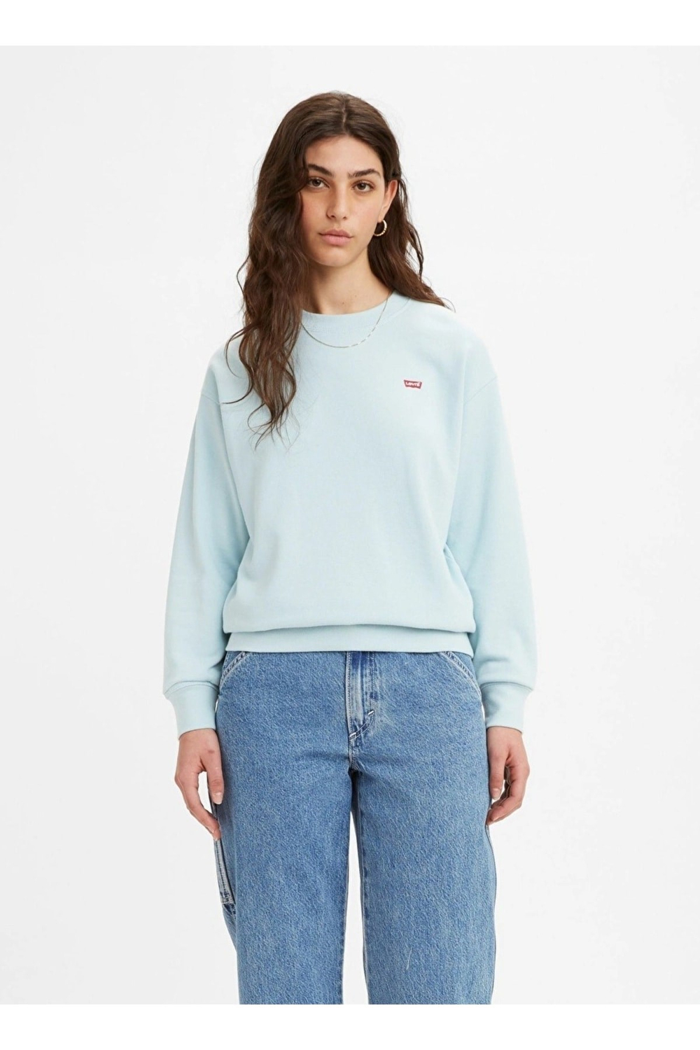 Bisiklet Yaka Mavi Kadın Sweatshırt 24688-0055 Mavi Sweatshirt