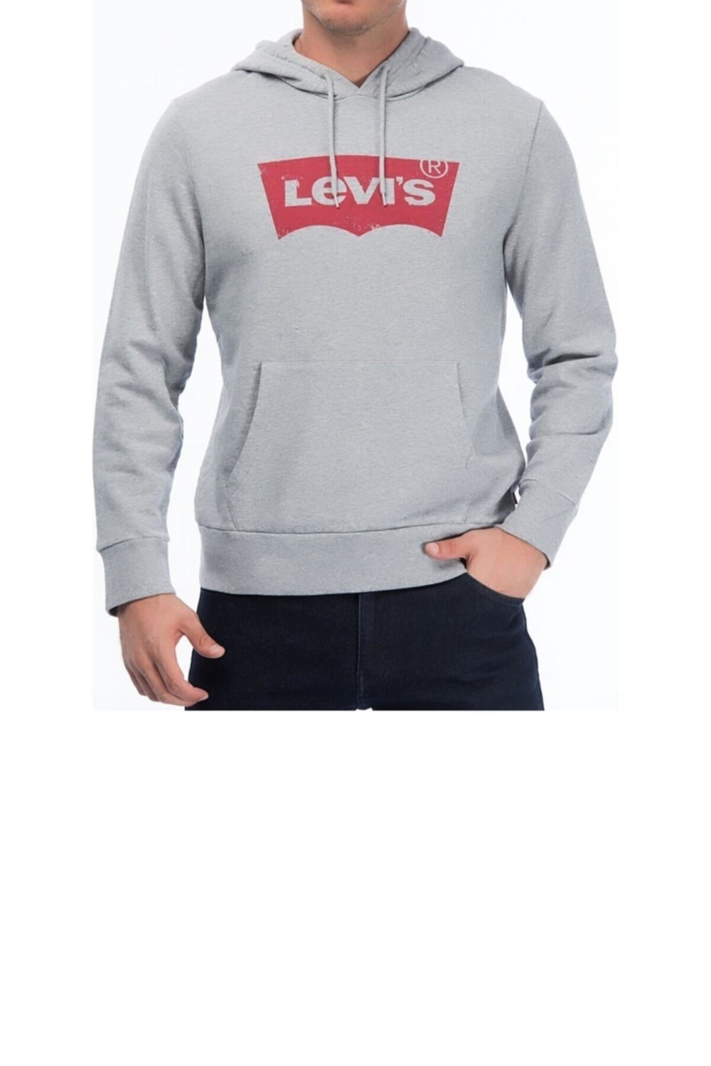 Erkek Gri Kapüşonlu Sweatshırt