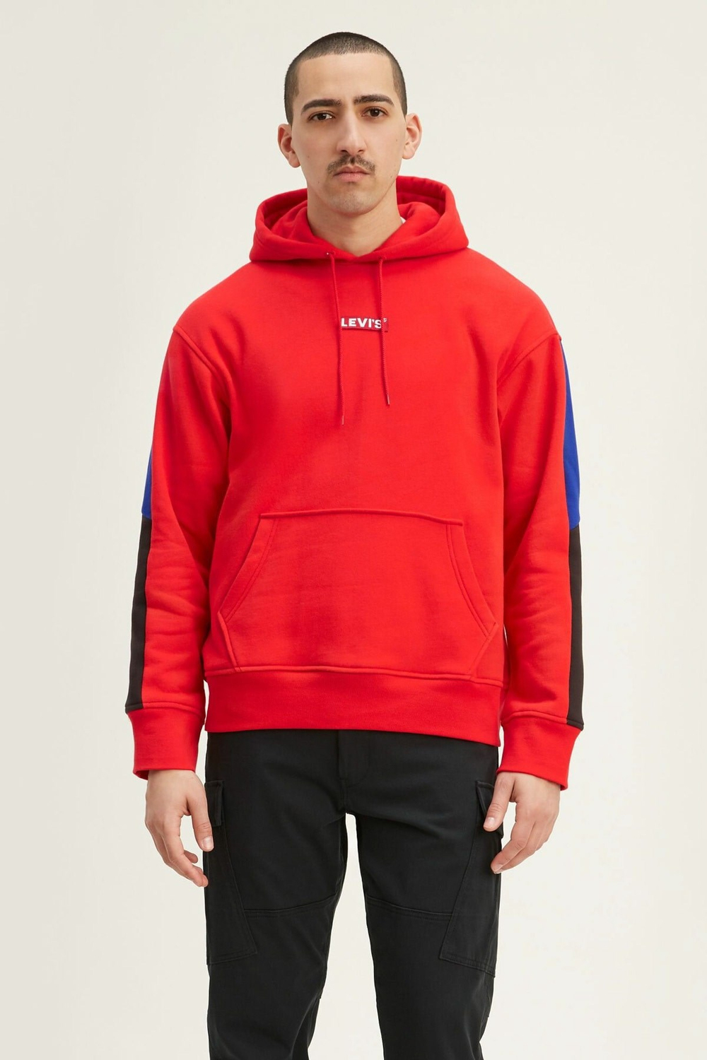 Erkek Kırmızı Racer Sleeve Sweatshirt 84238-0000