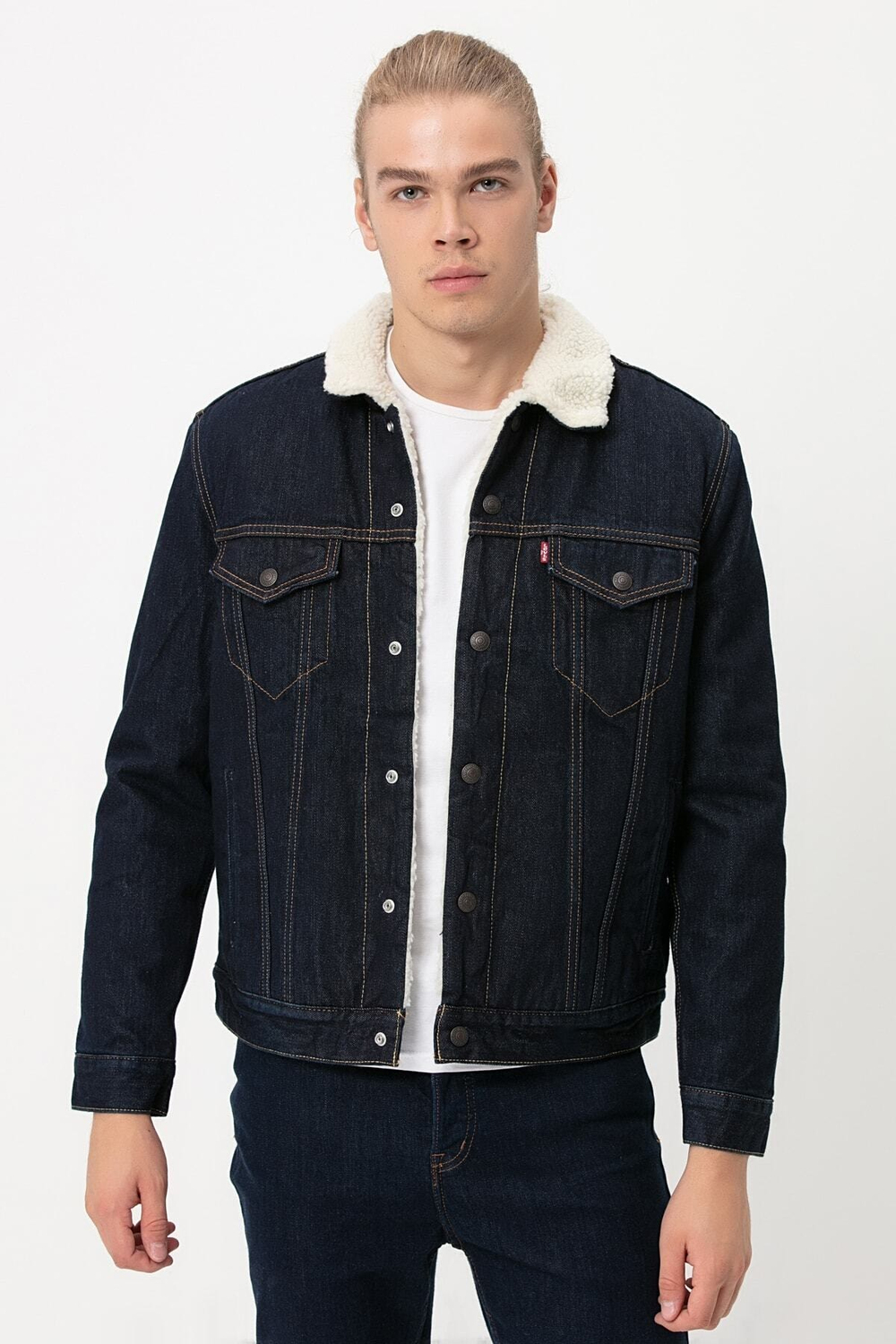 Erkek Lacivert Type 3 Sherpa Trucker Ceket 16365-0075