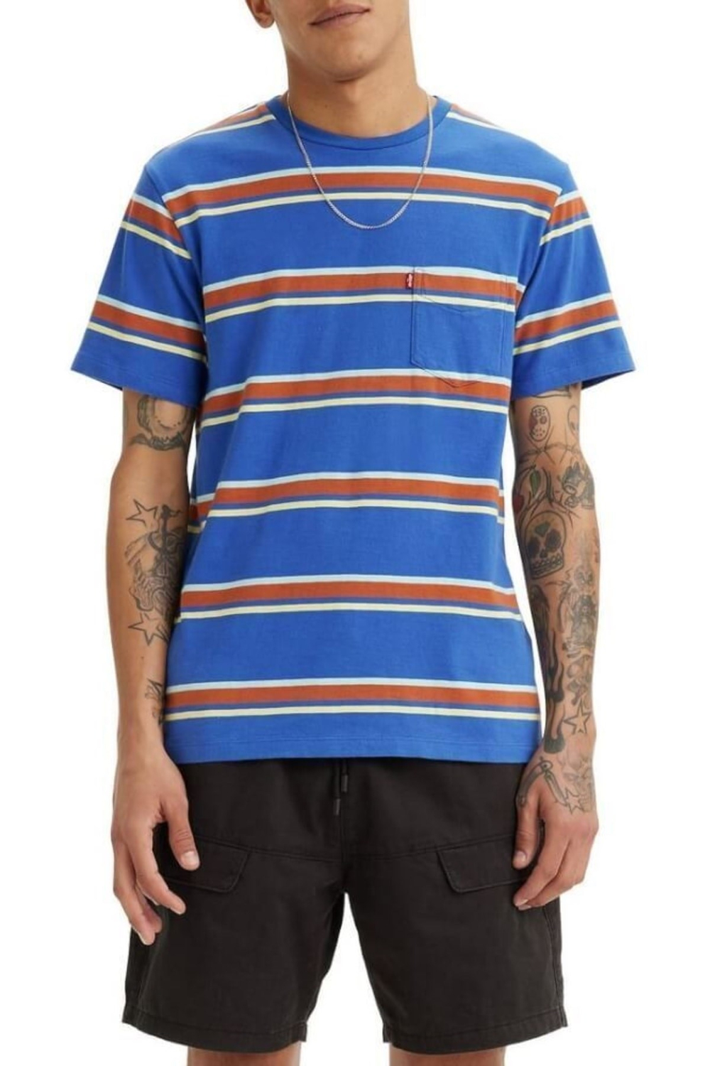 Erkek Standard Cepli Çizgili T-shirt - 19342-0281