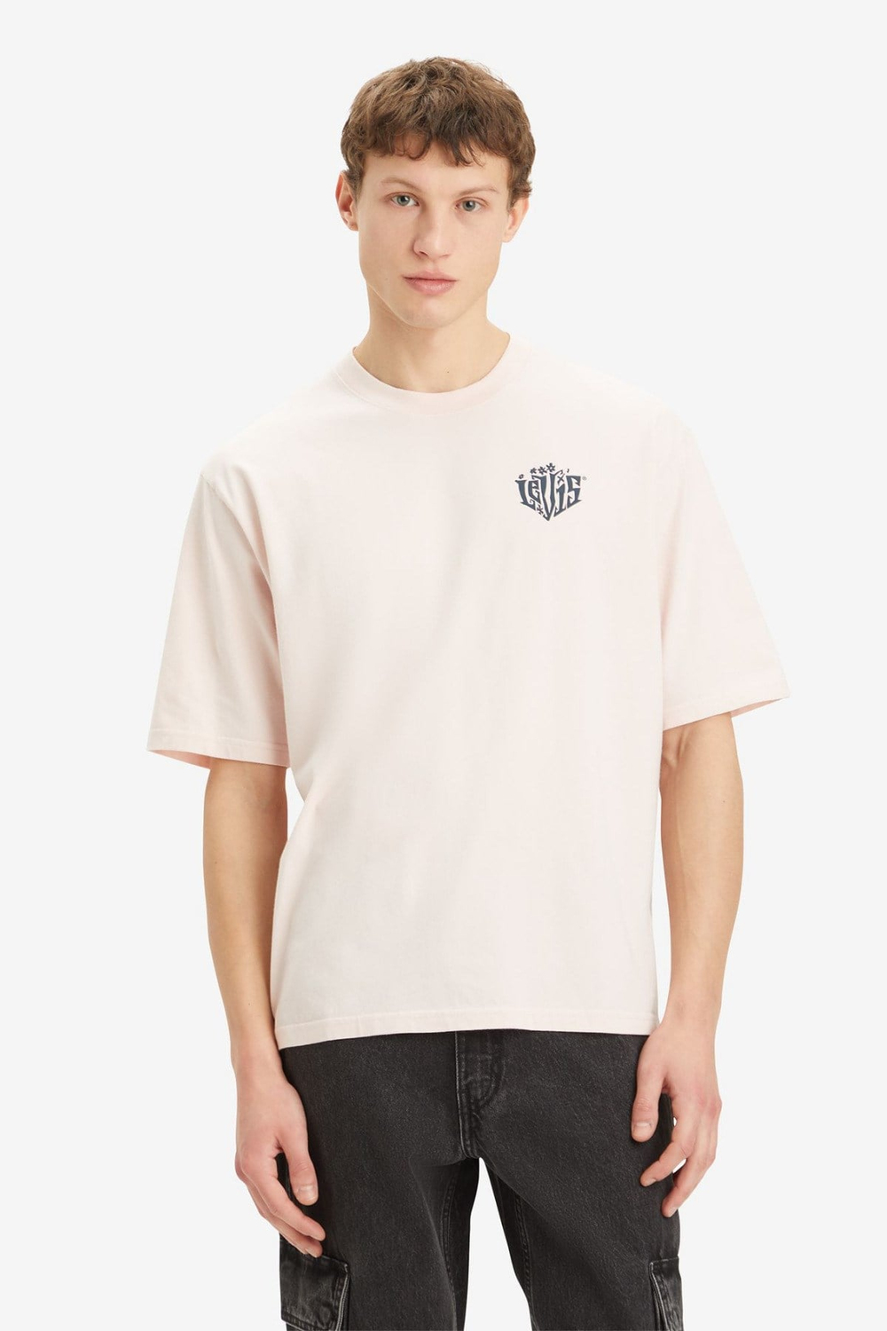 Graphic  Loose Erkek Pudra  T Shirt 001TR-0000