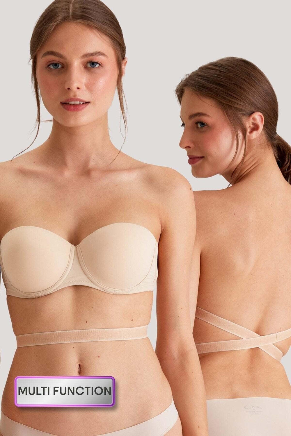 Kadın 6027 Pisa Destekli Push-up Straplez Multi Function Sütyen Ten